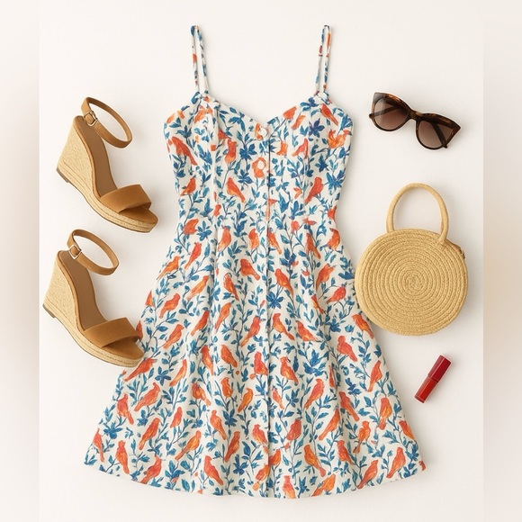 ALICE + OLIVIA Nella Bird Party Summer Dress Size 12 - Picture 15 of 15